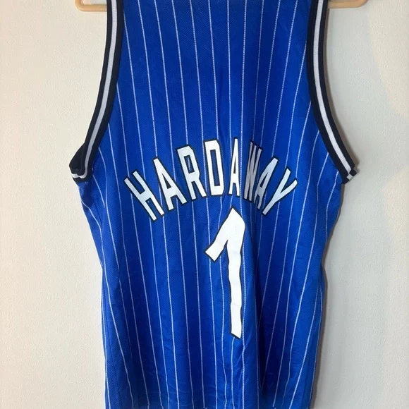 90s Champion Blue and White Penny Hardaway Orlando Magic Pin-Striped Jersey - Picture 7 of 8